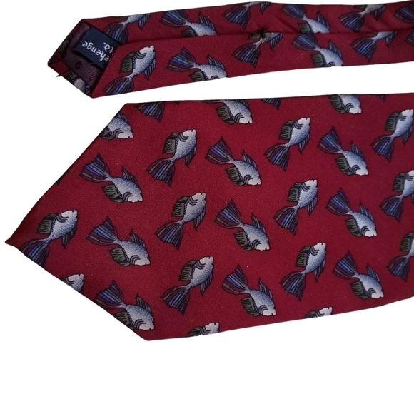 Vintage Jerry Garcia Necktie Blue Fish Stonehenge ART LTD Silk Hand Sewn - Picture 6 of 12